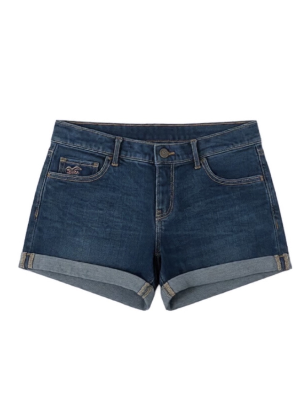 Hollister Y2K Low Rise Dark Wash Cuffed Denim Shorts